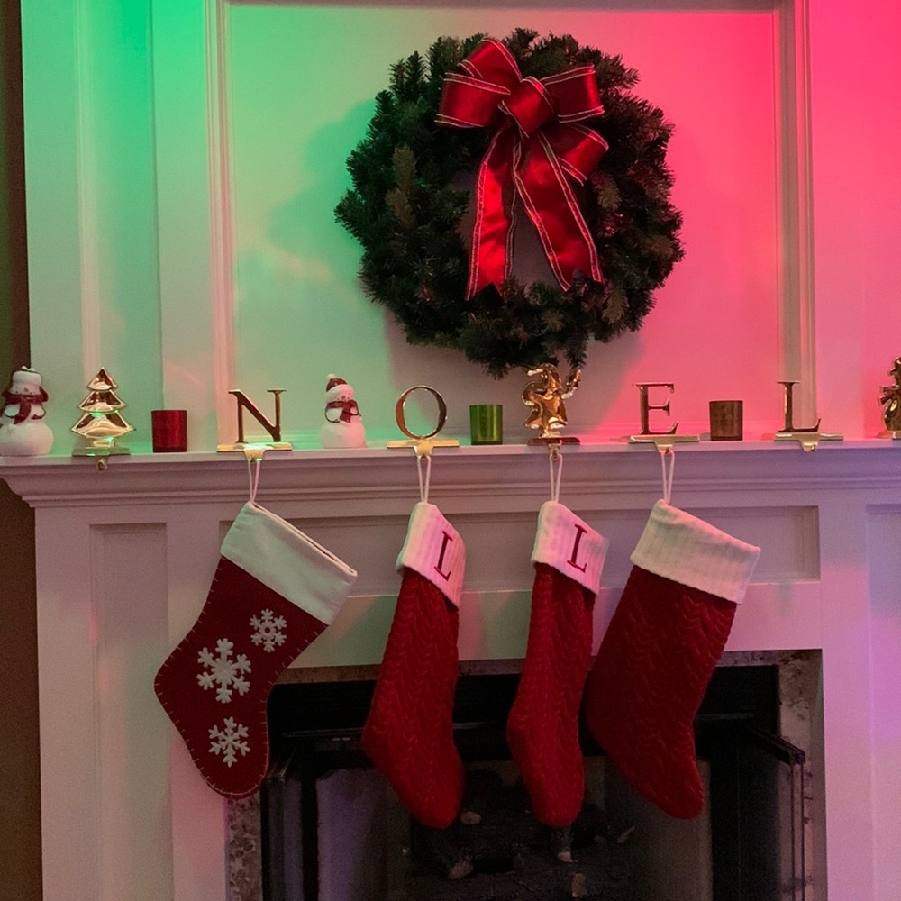 St Nicholas Square Monogram L” Christmas Stocking